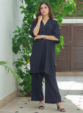 Zauk Printed Malai Georgette 2 Piece Stitched Suit ZK24RTW D-NAVY BLUE
