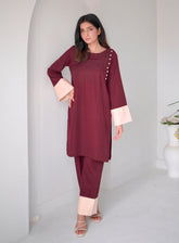 Zauk Printed Malai Georgette 2 Piece Stitched Suit ZK24RTW D-SCARLET