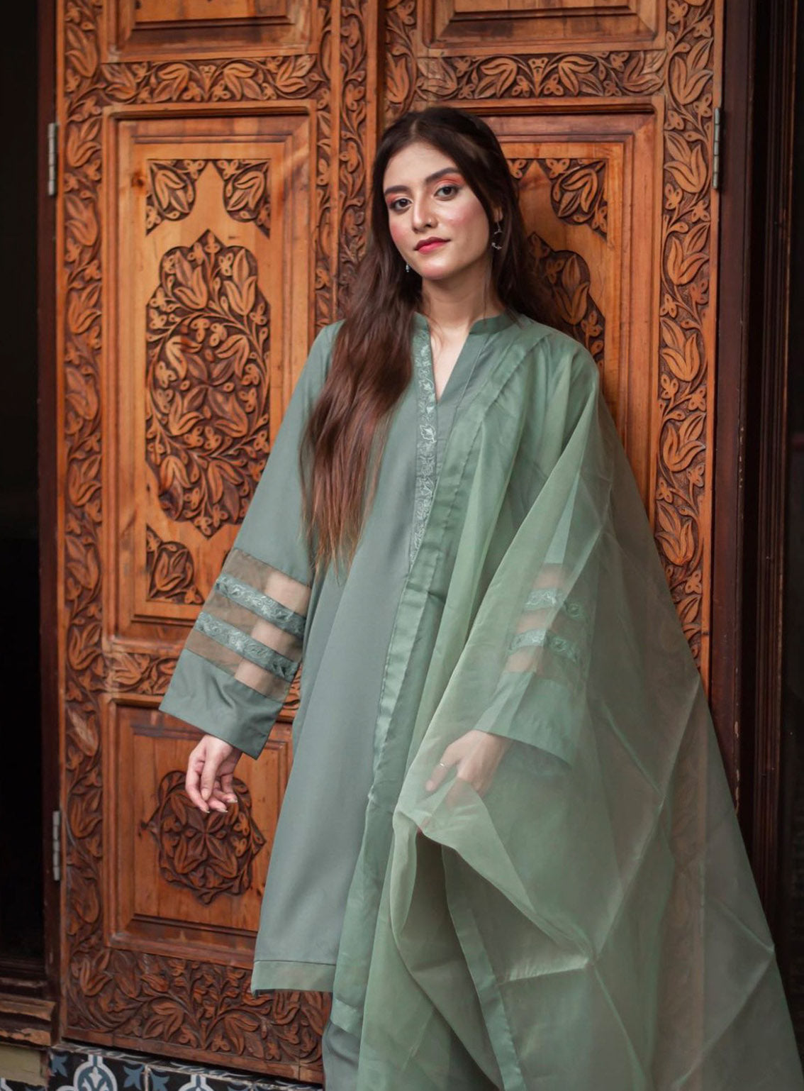 Zauk Printed Malai Georgette 3 Piece Stitched Suit ZK24RTW D-OLIVE GREEN Zauk Printed Malai Georgette 3 Piece Stitched Suit ZK24RTW D-OLIVE GREEN