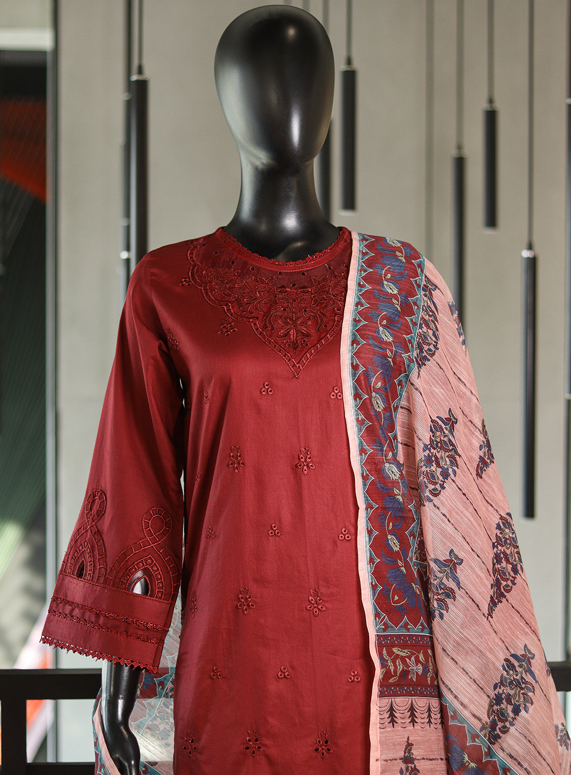 Zebralines By Khombi Embroidered Cotton 3 Piece Stitched Suit KB24D D-137 MRN Zebralines By Khombi Embroidered Cotton 3 Piece Stitched Suit KB24D D-137 MRN