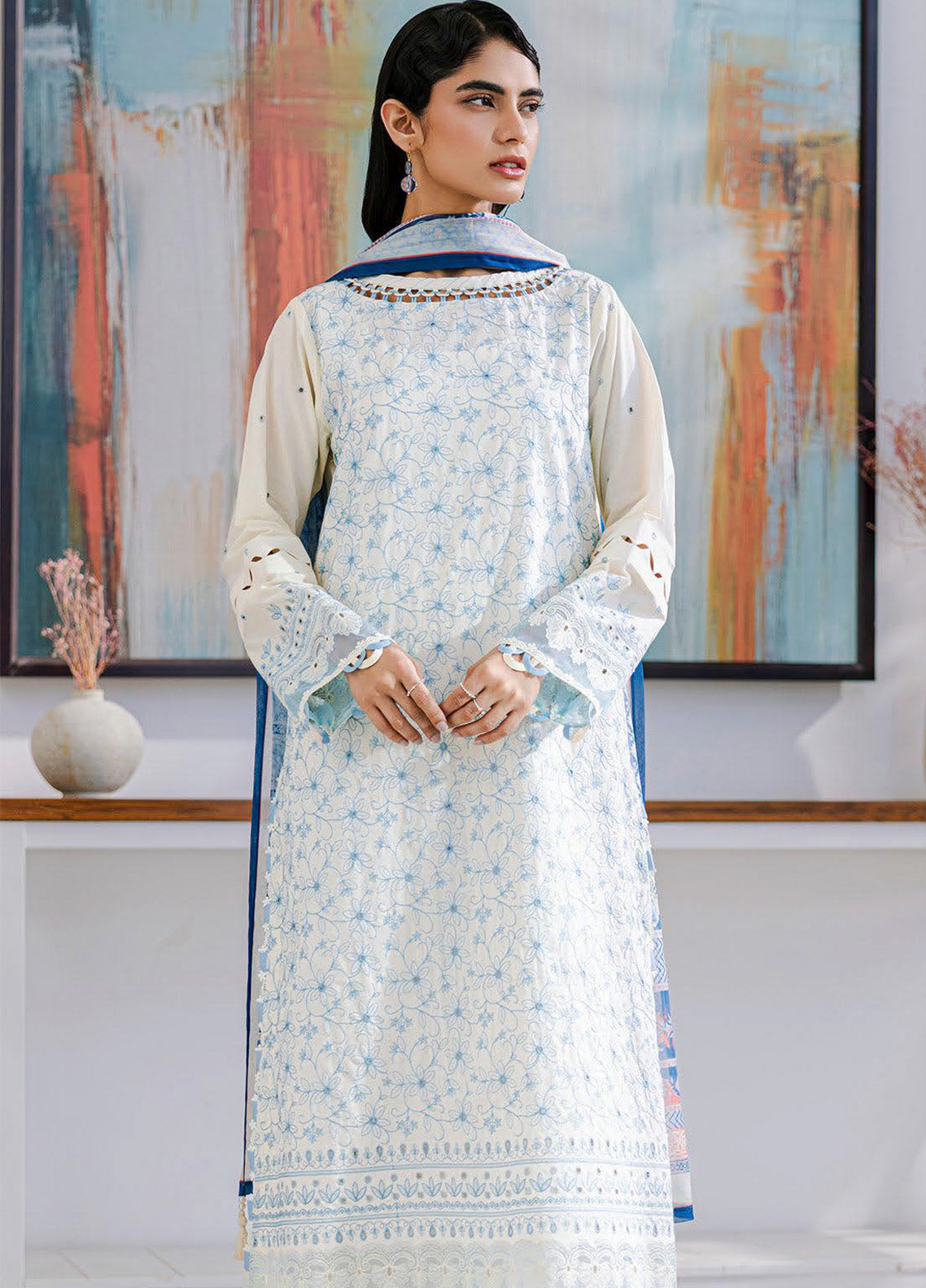 Zellbury Chikankari Lawn 3 Piece Unstitched Suit WUS25E30805 Zellbury Chikankari Lawn 3 Piece Unstitched Suit WUS25E30805