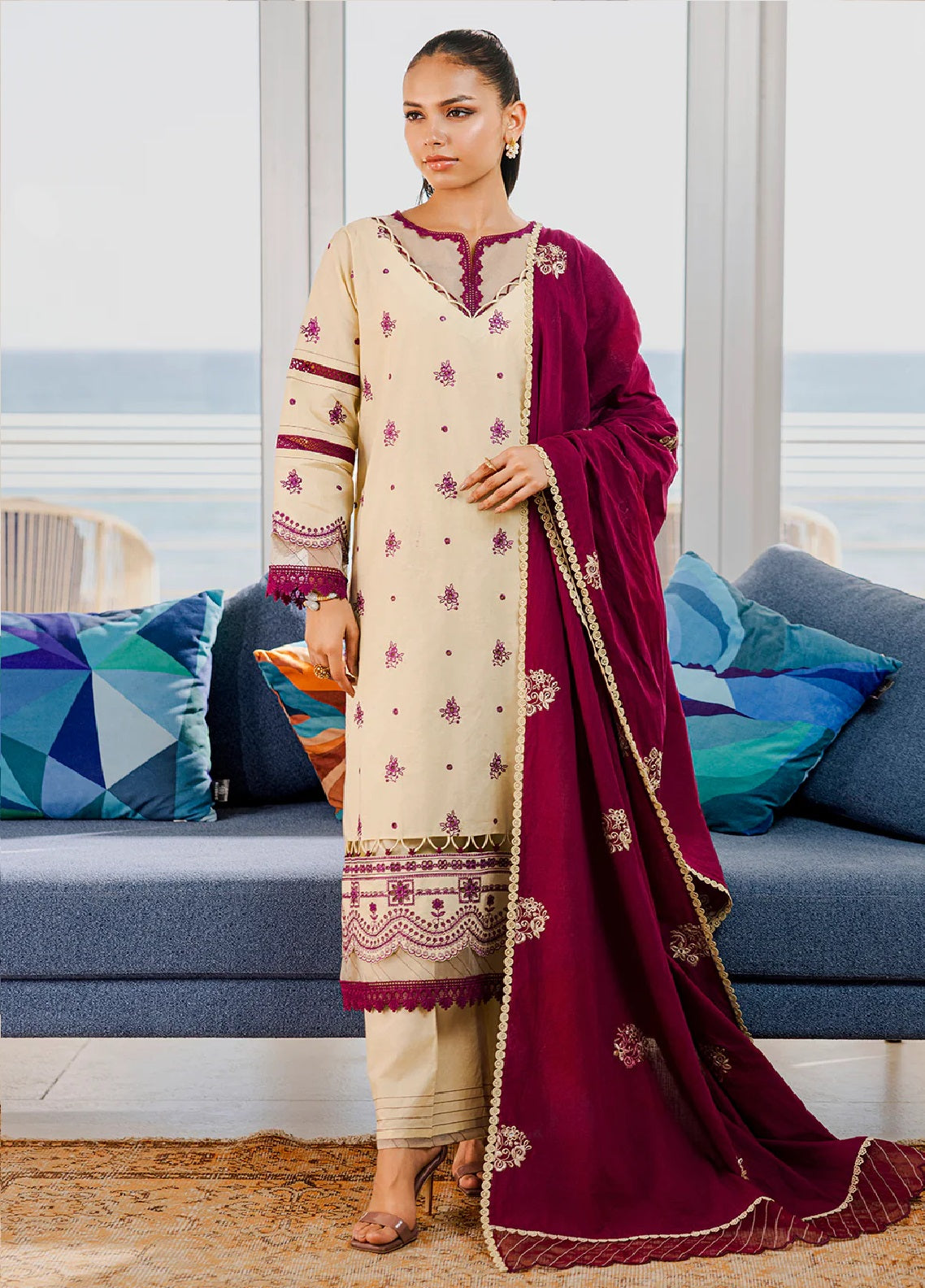 Zellbury Chikankari Lawn 3 Piece Unstitched Suit WUS25E30808 Zellbury Chikankari Lawn 3 Piece Unstitched Suit WUS25E30808