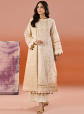 Zellbury Dyed Embroidered Cotton 3 Piece Unstitched Suit WUC25E30057