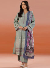 Zellbury Dyed Embroidered Cotton 3 Piece Unstitched Suit WUC25E30060