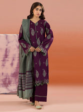 Zellbury Dyed Embroidered Cotton 3 Piece Unstitched Suit WUC25E30066