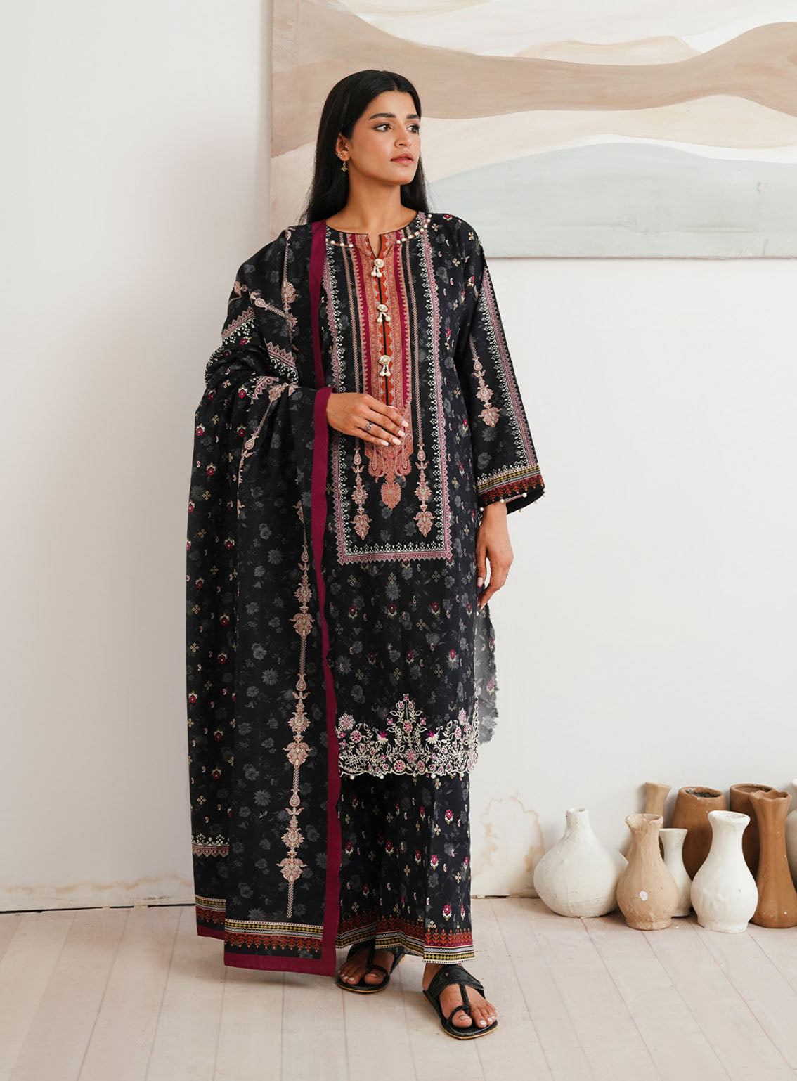 Zellbury Embroidered Cambric 3 Piece Unstitched Suit WUC24E30063 Zellbury Embroidered Cambric 3 Piece Unstitched Suit WUC24E30063