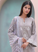 Zellbury Embroidered Cambric 3 Piece Unstitched Suit WUC24E30601