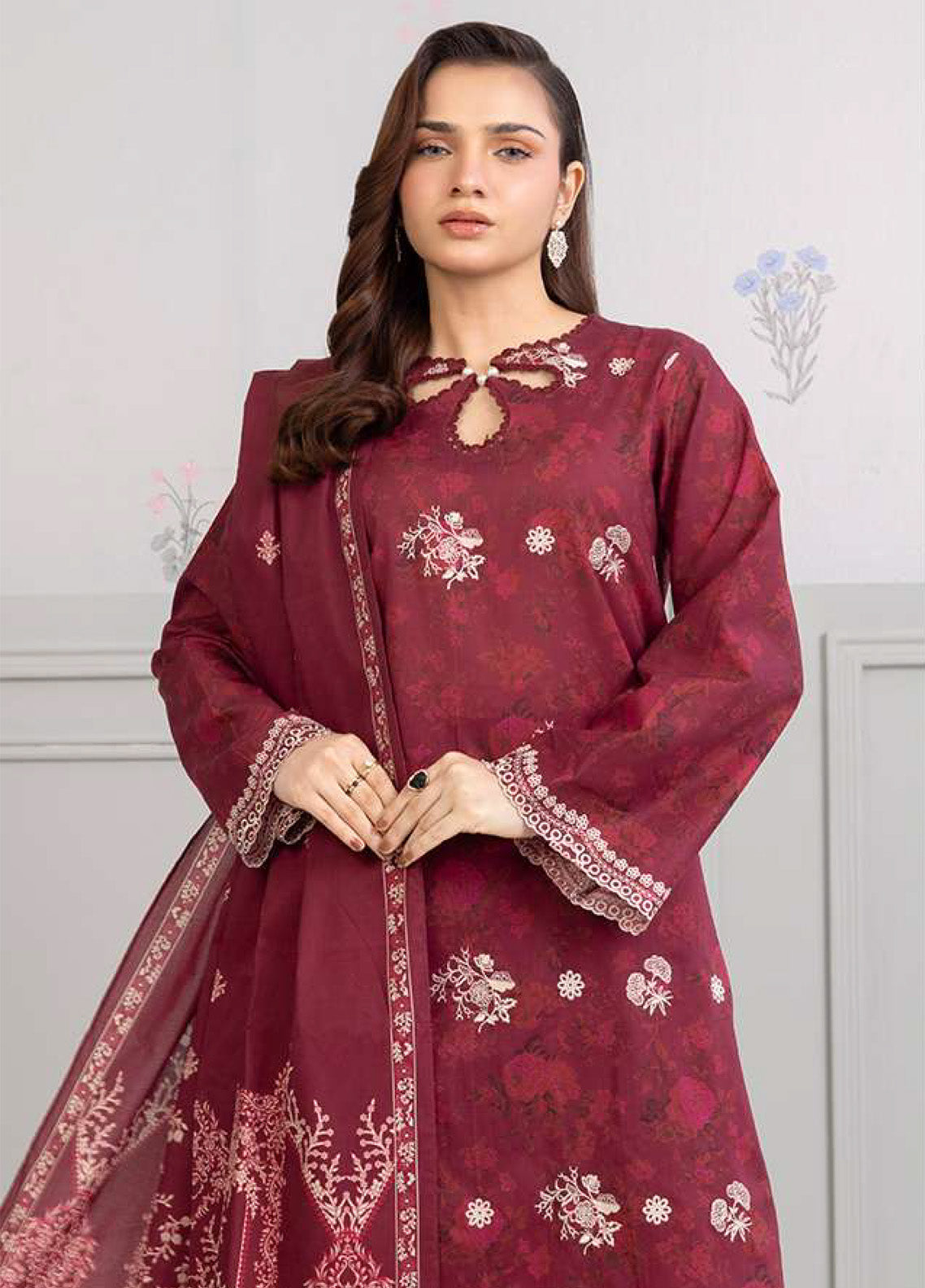 Zellbury Embroidered Lawn 3 Piece Unstitched Suit WUS25E30524 Zellbury Embroidered Lawn 3 Piece Unstitched Suit WUS25E30524