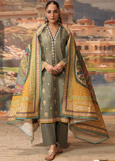Zellbury Embroidered Textured Khaddar 3 Piece Unstitched Suit WUW24E30404