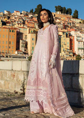 Zoha By Ansab Jahangir Embroidered Lawn 3 Piece Unstitched Suit AJ25Z D-08 PINK LADY APPLET