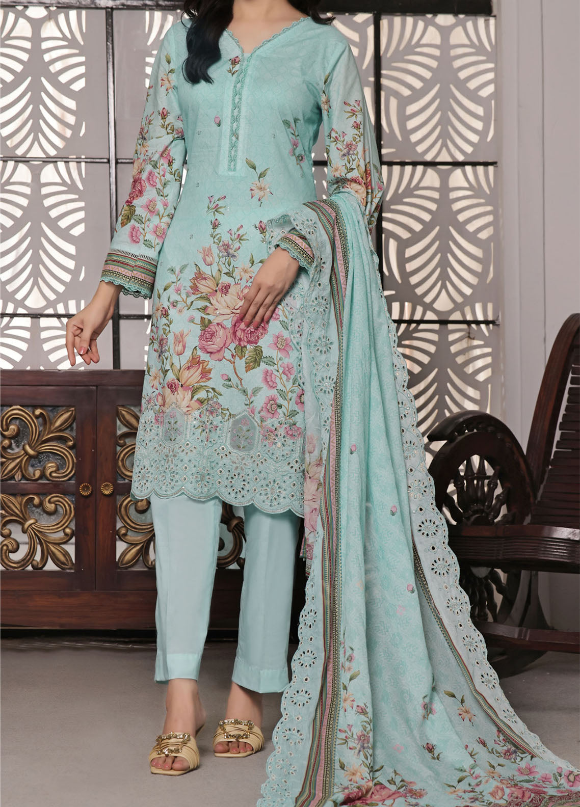 Zynah By VS Textile Digital Chikankari Lawn 3 Piece Unstitched Suit VS24ZDCLV1 D-77 Zynah By VS Textile Digital Chikankari Lawn 3 Piece Unstitched Suit VS24ZDCLV1 D-77