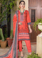 D#01 Ruqayyah Yuneik Digital Emb Cotton Collection 1022 Coral