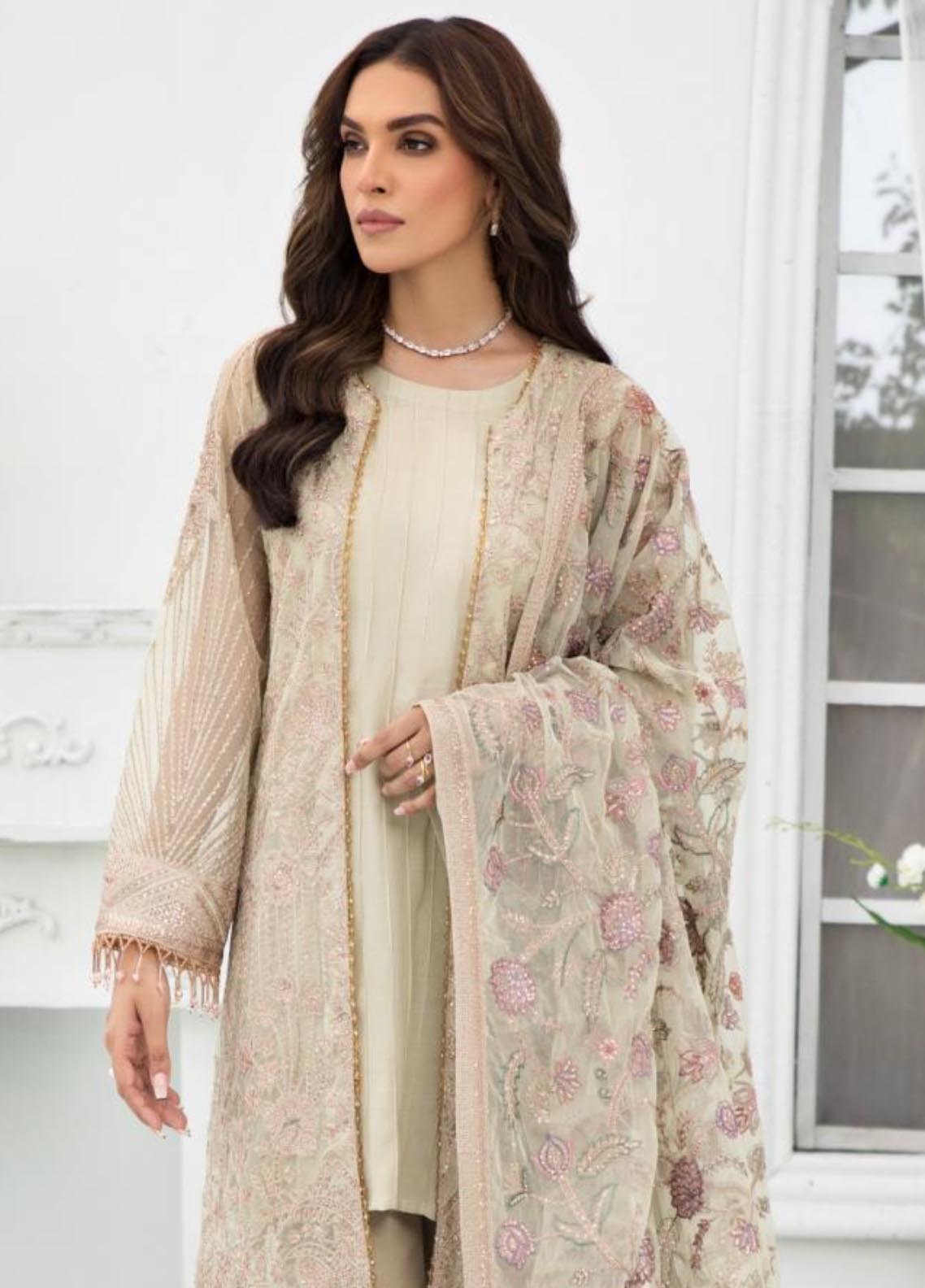Zarif Embroidered Net Unstitched 3 Piece Suit - 02 Zarif Embroidered Net Unstitched 3 Piece Suit - 02