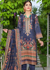 D#04 Ruqayyah Yuneik Digital Emb Cotton Collection 1022 D Blue