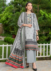 D#05 Ruqayyah Yuneik Digital Emb Cotton Collection 1022 Light Grey