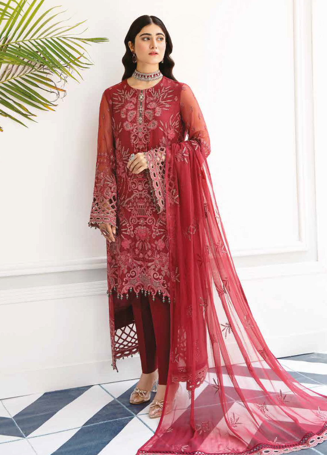 Safeera By Flossie Embroidered Chiffon Unstitched 3 Piece Suit - 10 Safeera By Flossie Embroidered Chiffon Unstitched 3 Piece Suit - 10
