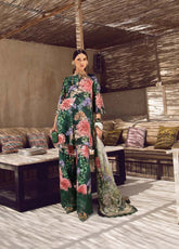 D#1B Maria B M Print Desert Rose Fall Collection 1022 Dark Green