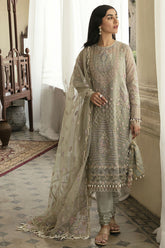 Dhoop Kinaray By Afrozeh Embroidered Net Unstitched 3 Piece Suit - NAGHMANA