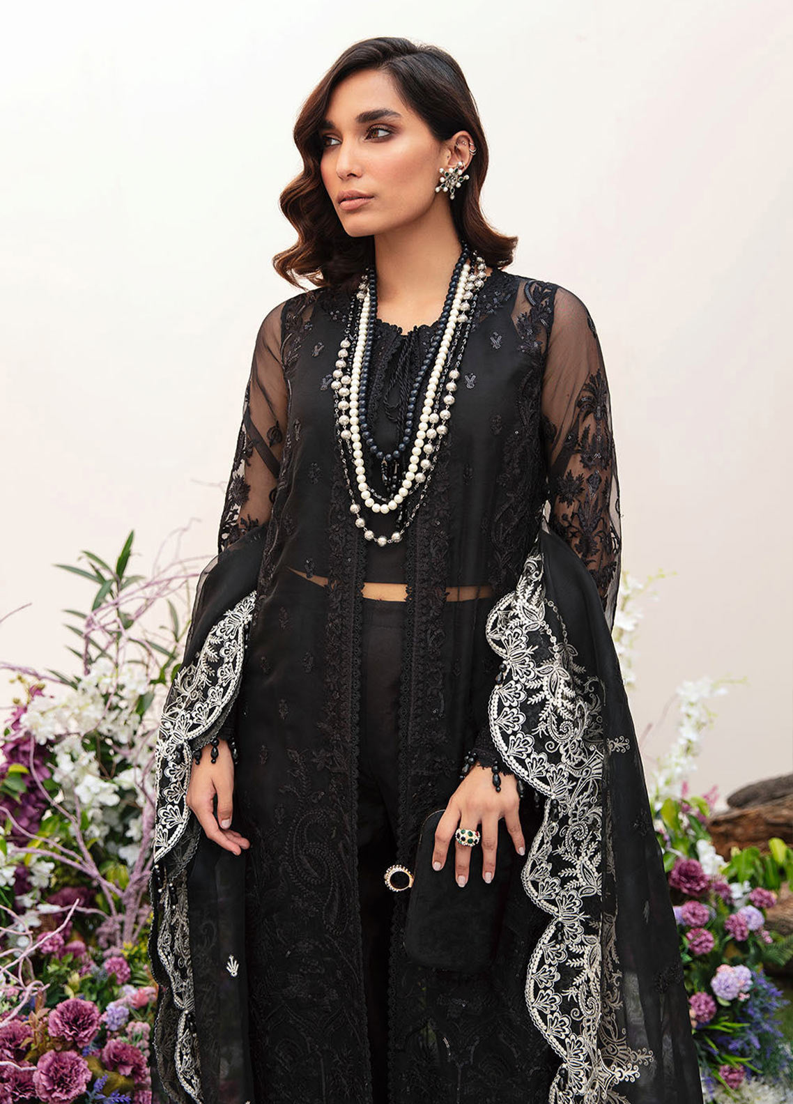 Afrozeh La Fuchsia Embroidered Organza Unstitched 3 Piece Suit - 05 Afrozeh La Fuchsia Embroidered Organza Unstitched 3 Piece Suit - 05