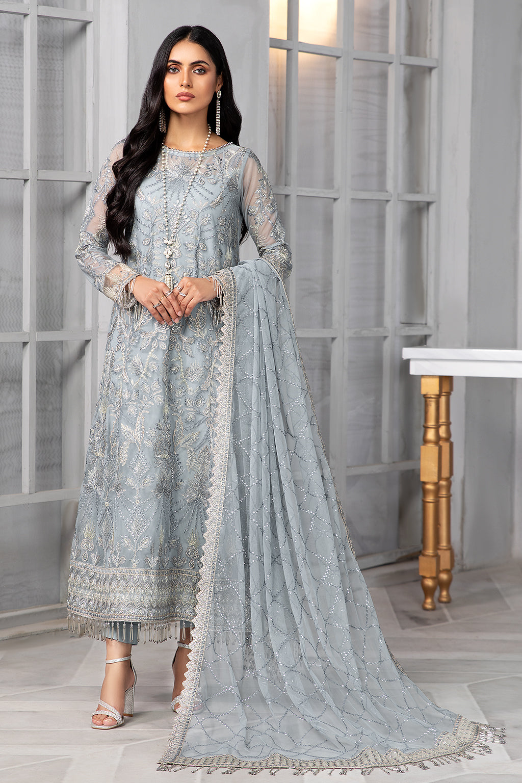 Bahaar by Zarif Embroidered Net Unstitched 3 Piece Suit - ZB 05 SKYLER Bahaar by Zarif Embroidered Net Unstitched 3 Piece Suit - ZB 05 SKYLER