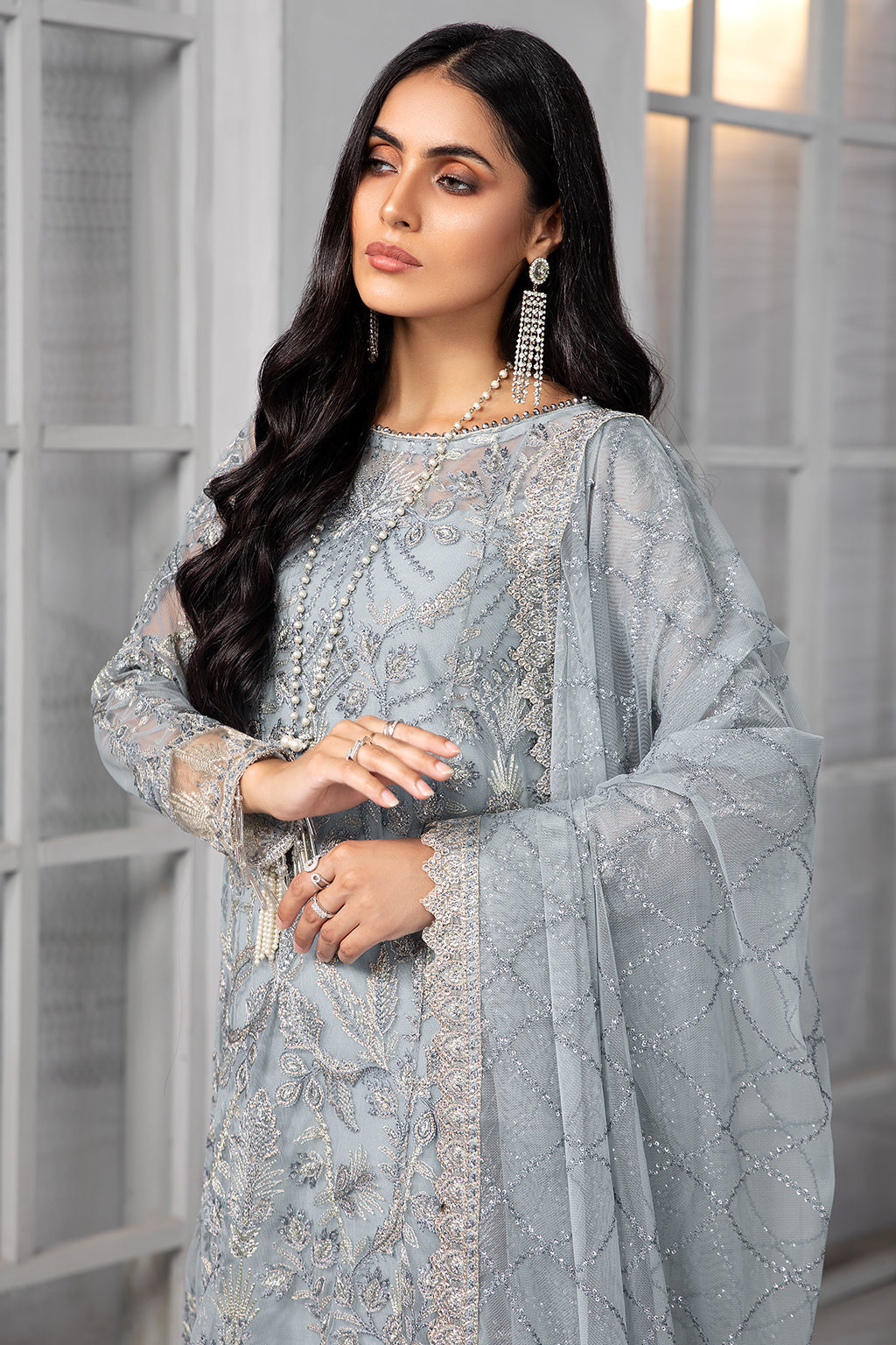Bahaar by Zarif Embroidered Net Unstitched 3 Piece Suit - ZB 05 SKYLER Bahaar by Zarif Embroidered Net Unstitched 3 Piece Suit - ZB 05 SKYLER