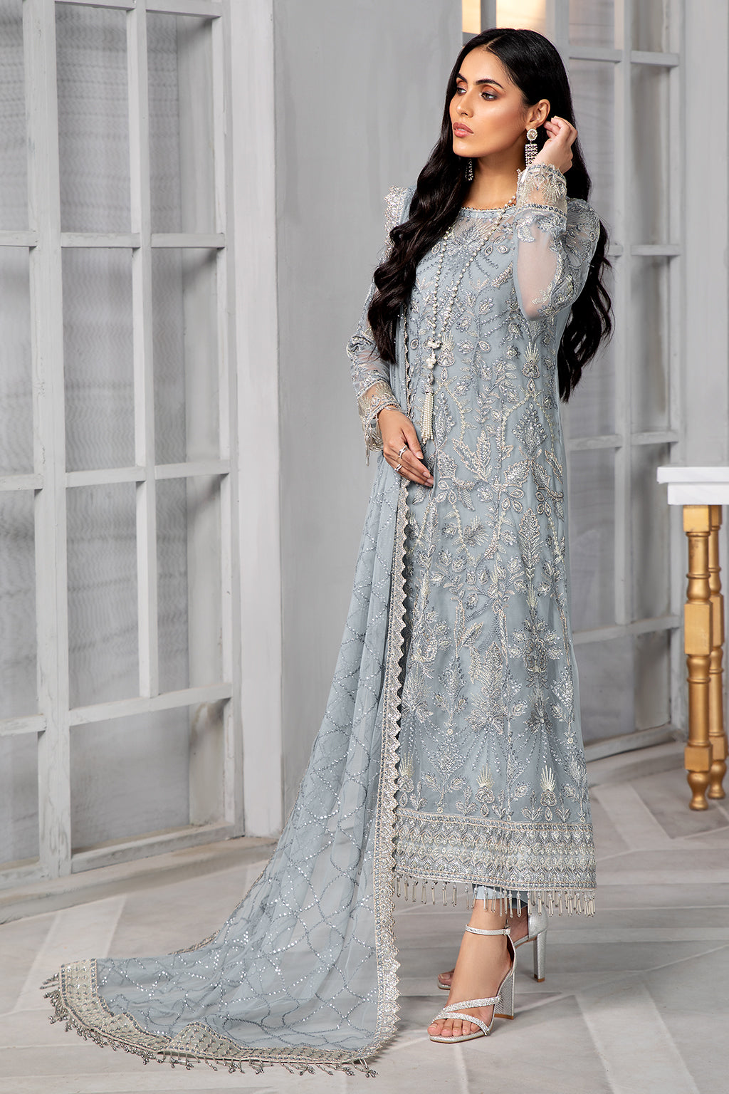 Bahaar by Zarif Embroidered Net Unstitched 3 Piece Suit - ZB 05 SKYLER Bahaar by Zarif Embroidered Net Unstitched 3 Piece Suit - ZB 05 SKYLER