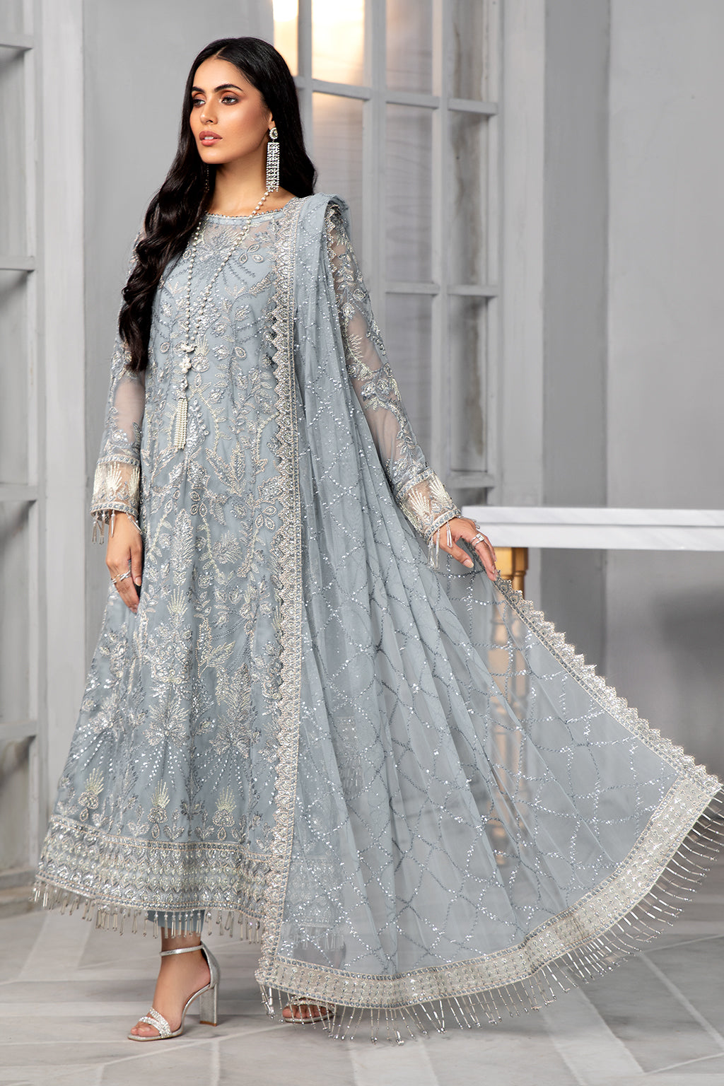 Bahaar by Zarif Embroidered Net Unstitched 3 Piece Suit - ZB 05 SKYLER Bahaar by Zarif Embroidered Net Unstitched 3 Piece Suit - ZB 05 SKYLER