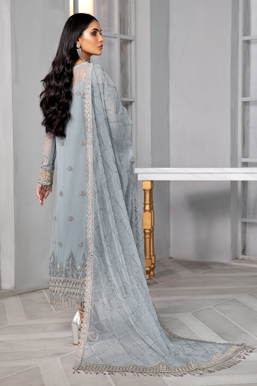 Bahaar by Zarif Embroidered Net Unstitched 3 Piece Suit - ZB 05 SKYLER Bahaar by Zarif Embroidered Net Unstitched 3 Piece Suit - ZB 05 SKYLER
