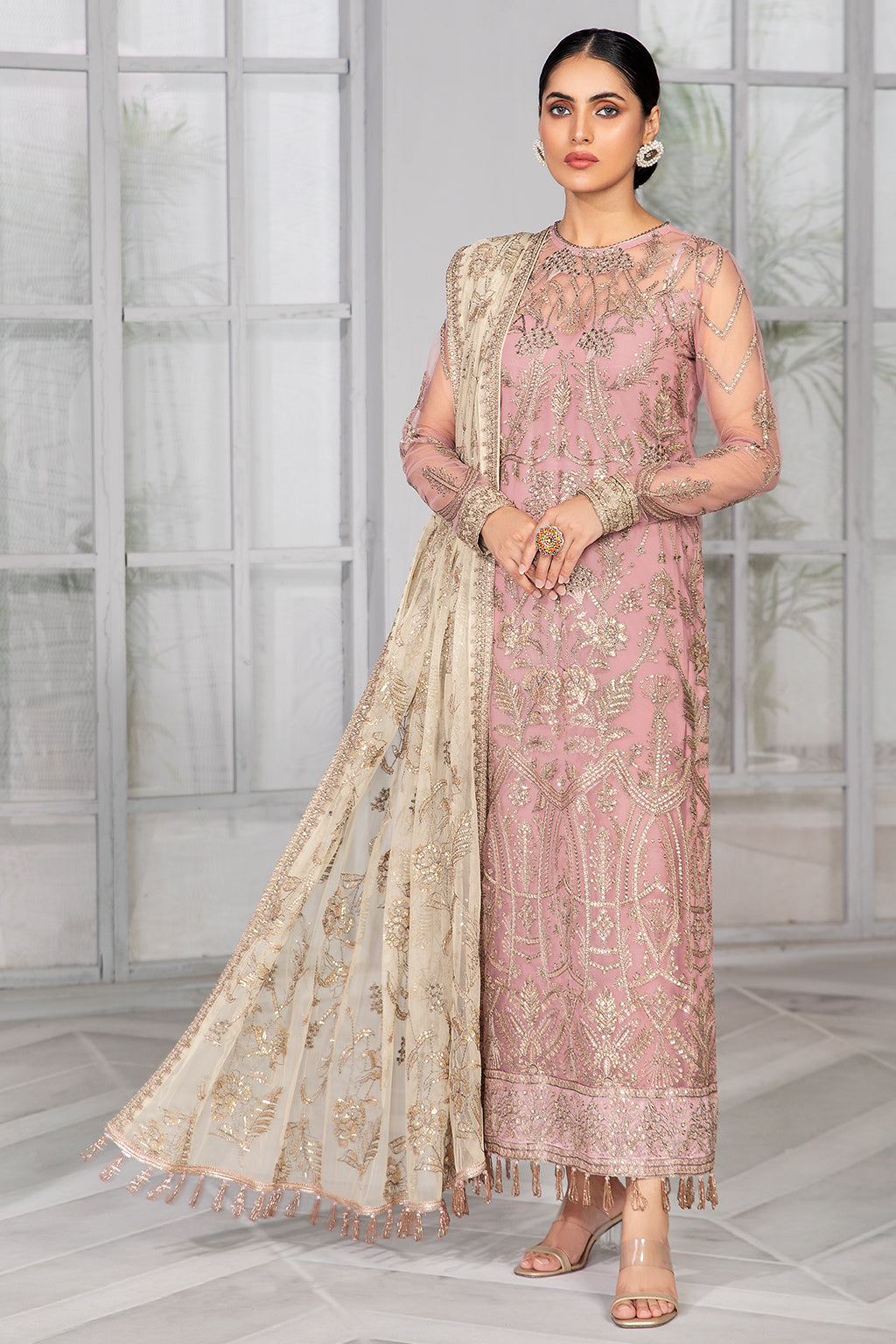 Bahaar by Zarif Embroidered Net Unstitched 3 Piece Suit - ZB 07 BLUSH Bahaar by Zarif Embroidered Net Unstitched 3 Piece Suit - ZB 07 BLUSH