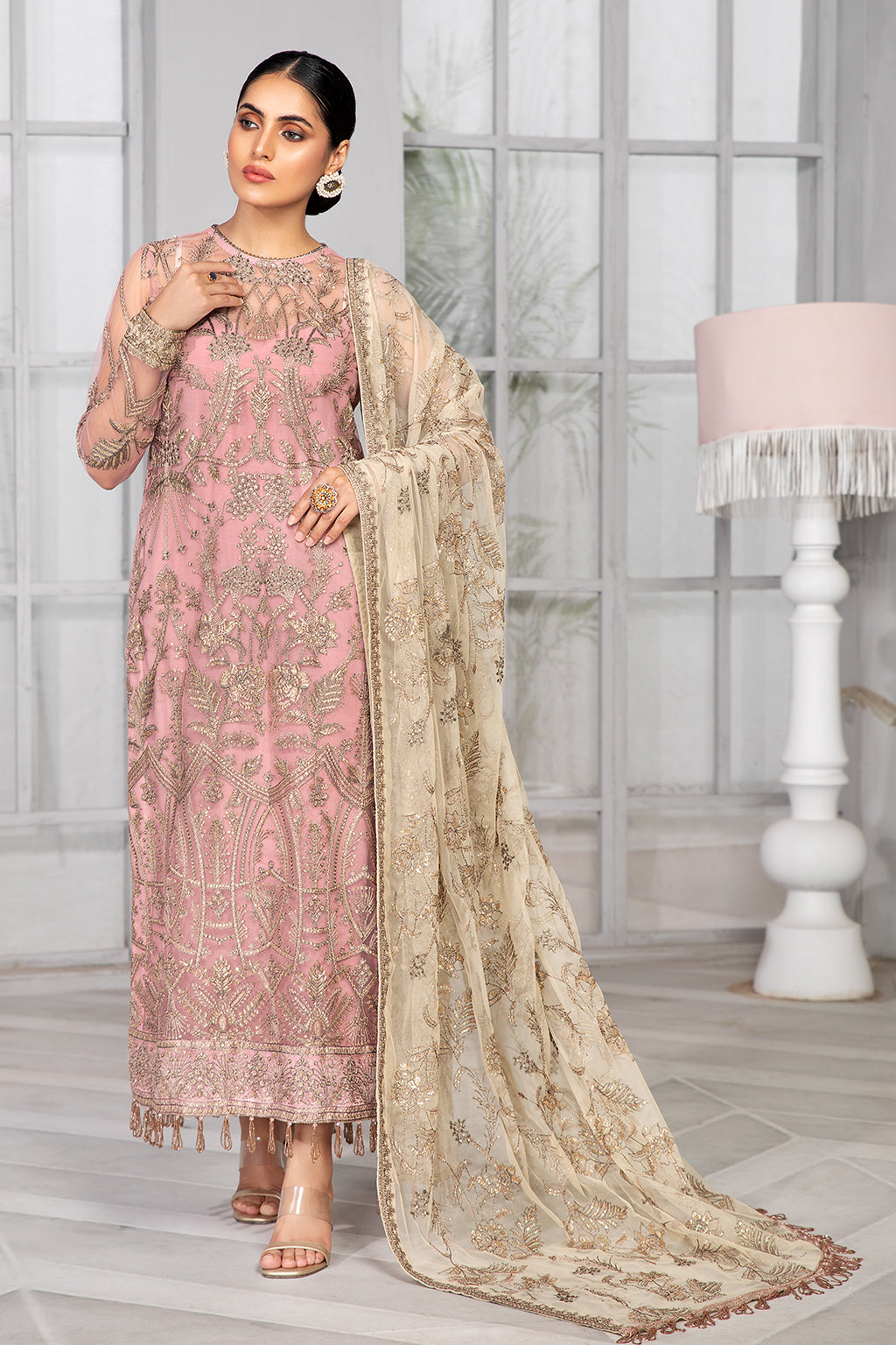 Bahaar by Zarif Embroidered Net Unstitched 3 Piece Suit - ZB 07 BLUSH Bahaar by Zarif Embroidered Net Unstitched 3 Piece Suit - ZB 07 BLUSH