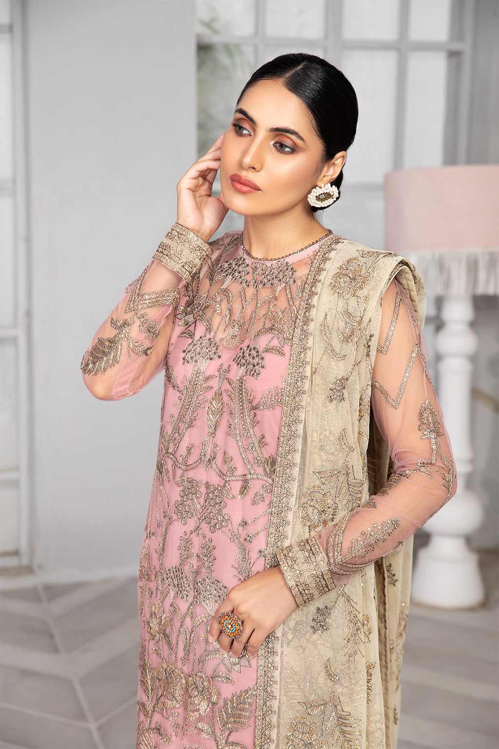 Bahaar by Zarif Embroidered Net Unstitched 3 Piece Suit - ZB 07 BLUSH Bahaar by Zarif Embroidered Net Unstitched 3 Piece Suit - ZB 07 BLUSH