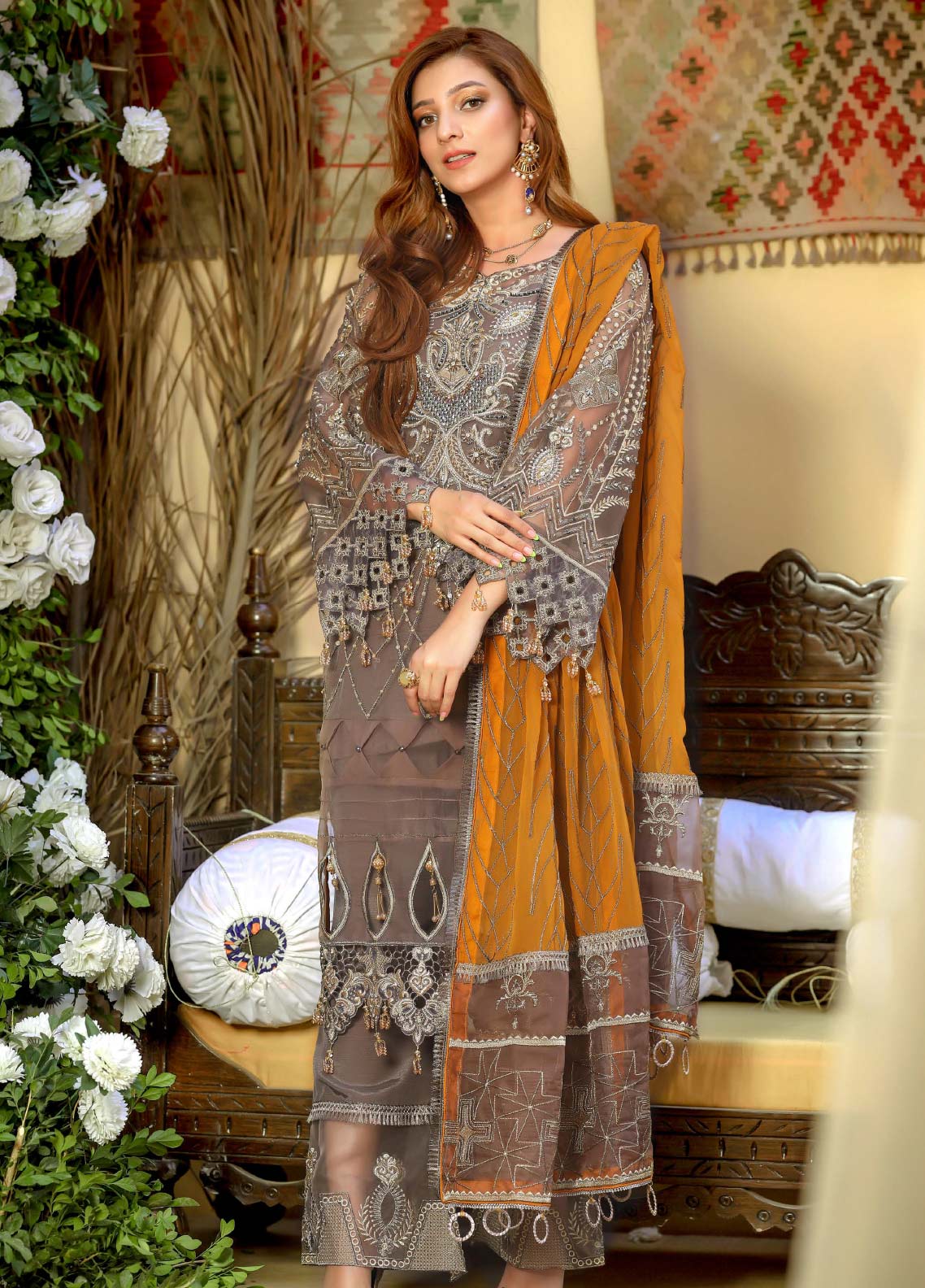 Areesha Embroidered Organza Unstitched 3 Piece Suit - 02 Areesha Embroidered Organza Unstitched 3 Piece Suit - 02