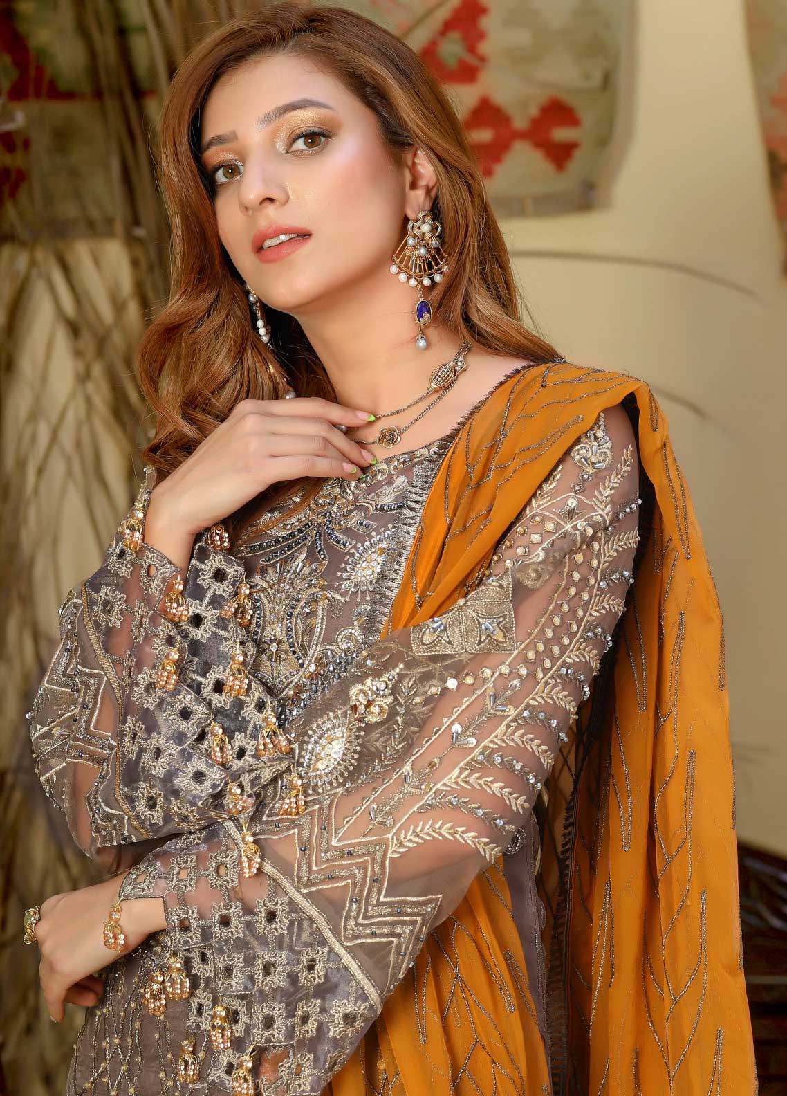 Areesha Embroidered Organza Unstitched 3 Piece Suit - 02 Areesha Embroidered Organza Unstitched 3 Piece Suit - 02