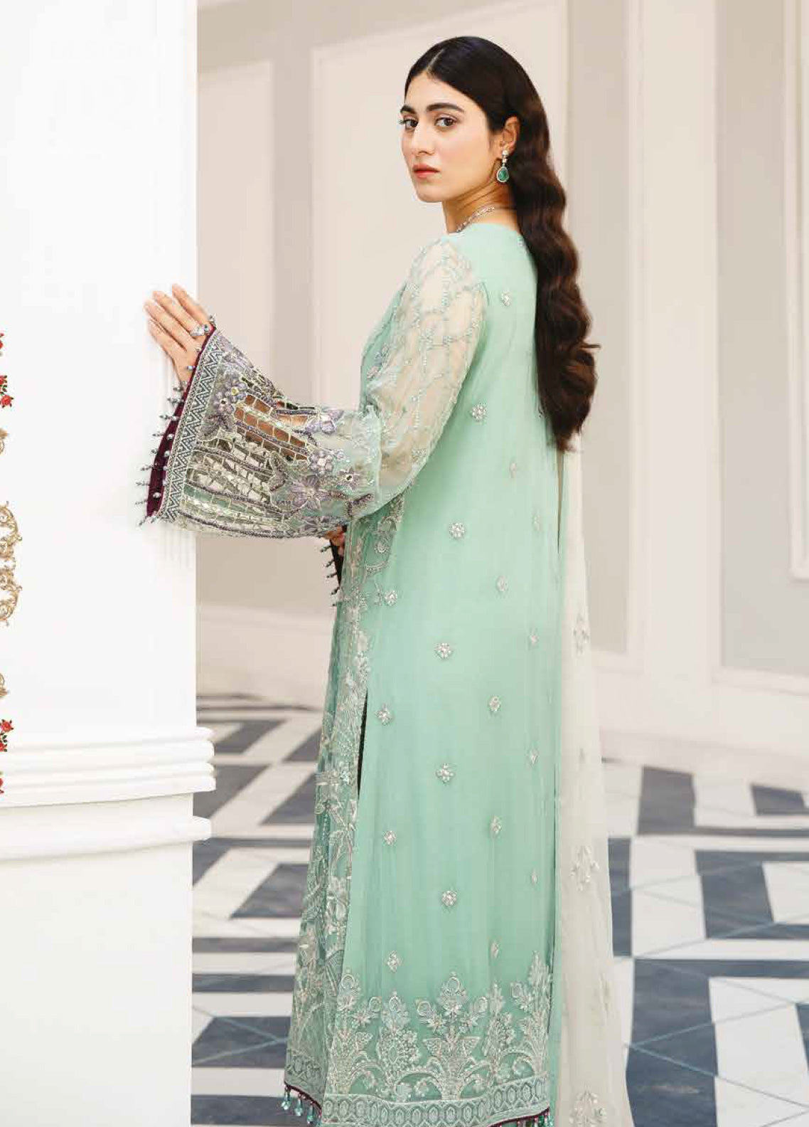 Safeera By Flossie Embroidered Chiffon Unstitched 3 Piece Suit - 02 Safeera By Flossie Embroidered Chiffon Unstitched 3 Piece Suit - 02