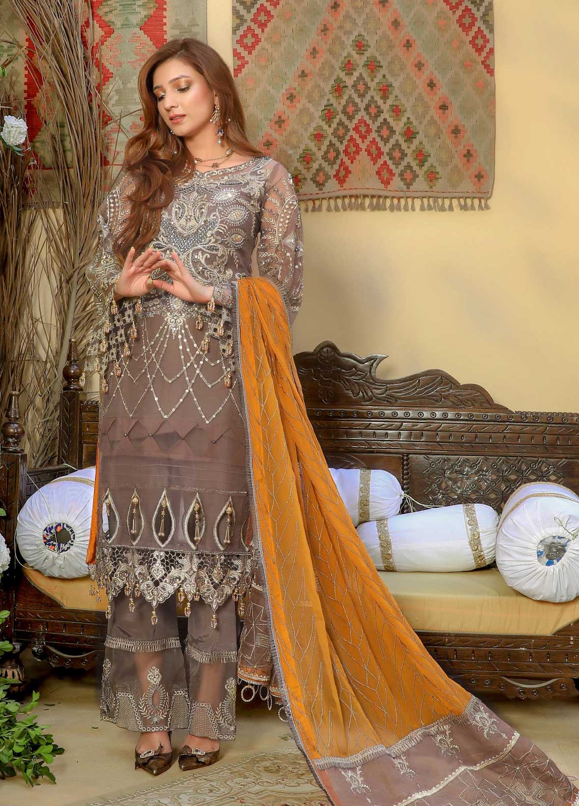 Areesha Embroidered Organza Unstitched 3 Piece Suit - 02 Areesha Embroidered Organza Unstitched 3 Piece Suit - 02