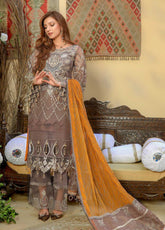 Areesha Embroidered Organza Unstitched 3 Piece Suit - 02