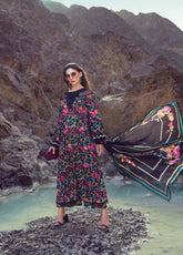 D#3B Maria B M Print Desert Rose Fall Collection 1022 Black
