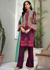 Rajbari Embroidered Lawn Unstitched 3 Piece Suit - 1B
