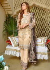 Areesha Embroidered Chiffon Unstitched 3 Piece Suit - 04