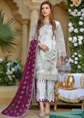 Areesha Embroidered Organza Unstitched 3 Piece Suit - 05
