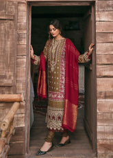 Qalamkar Embroidered Khaddar Unstitched 3 Piece Suit - 08