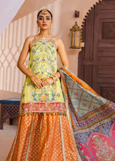 D#akm-22-05 Shazmeen Anaya Kamiar Rokni Mehndi Emb Chiffon Collection 122