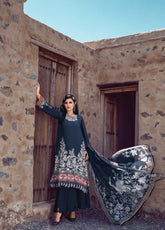 D#6B Maria B M Print Desert Rose Fall Collection 1022 Blue
