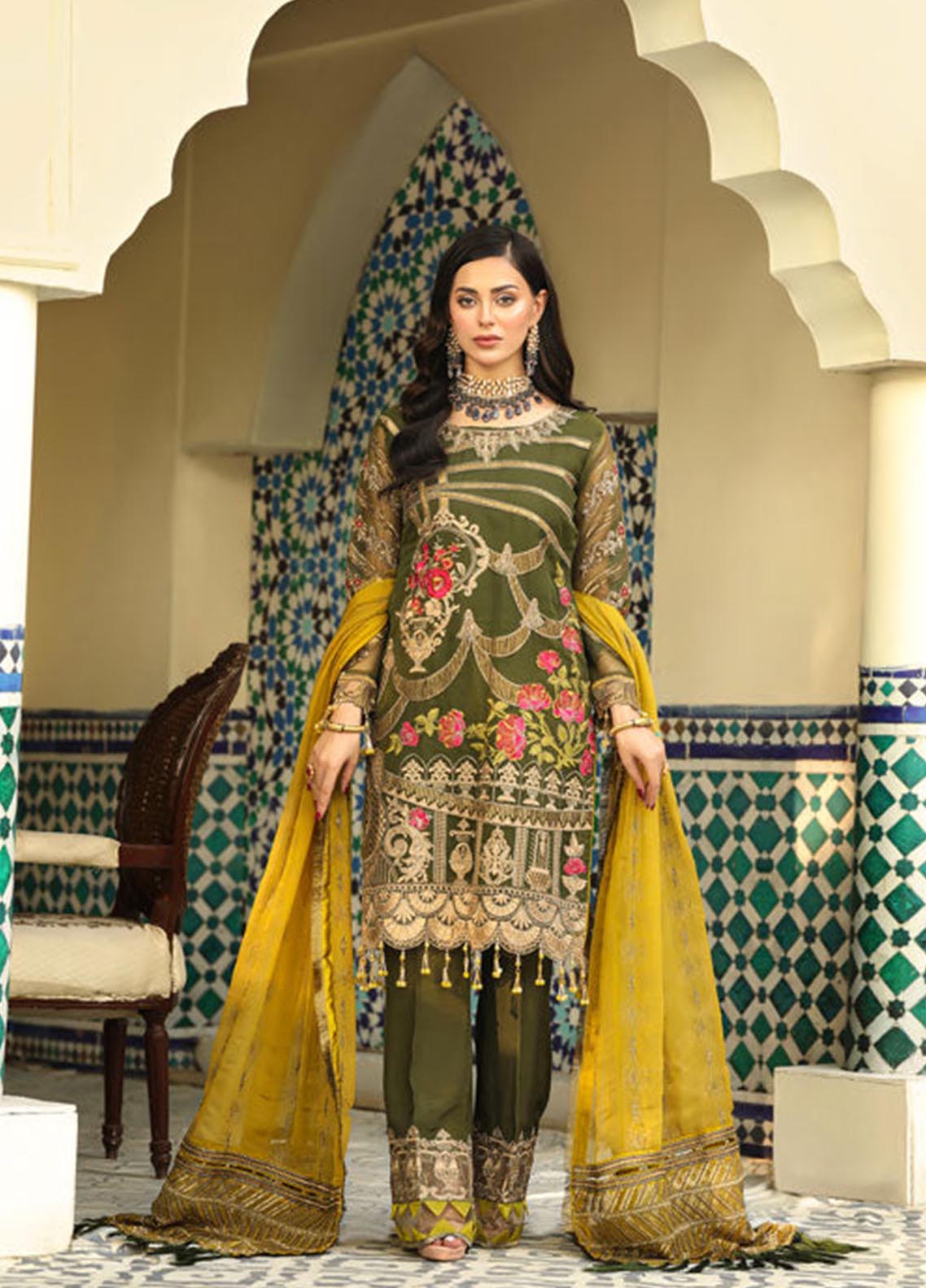 Areesha Embroidered Organza Unstitched 3 Piece Suit - 01 Areesha Embroidered Organza Unstitched 3 Piece Suit - 01