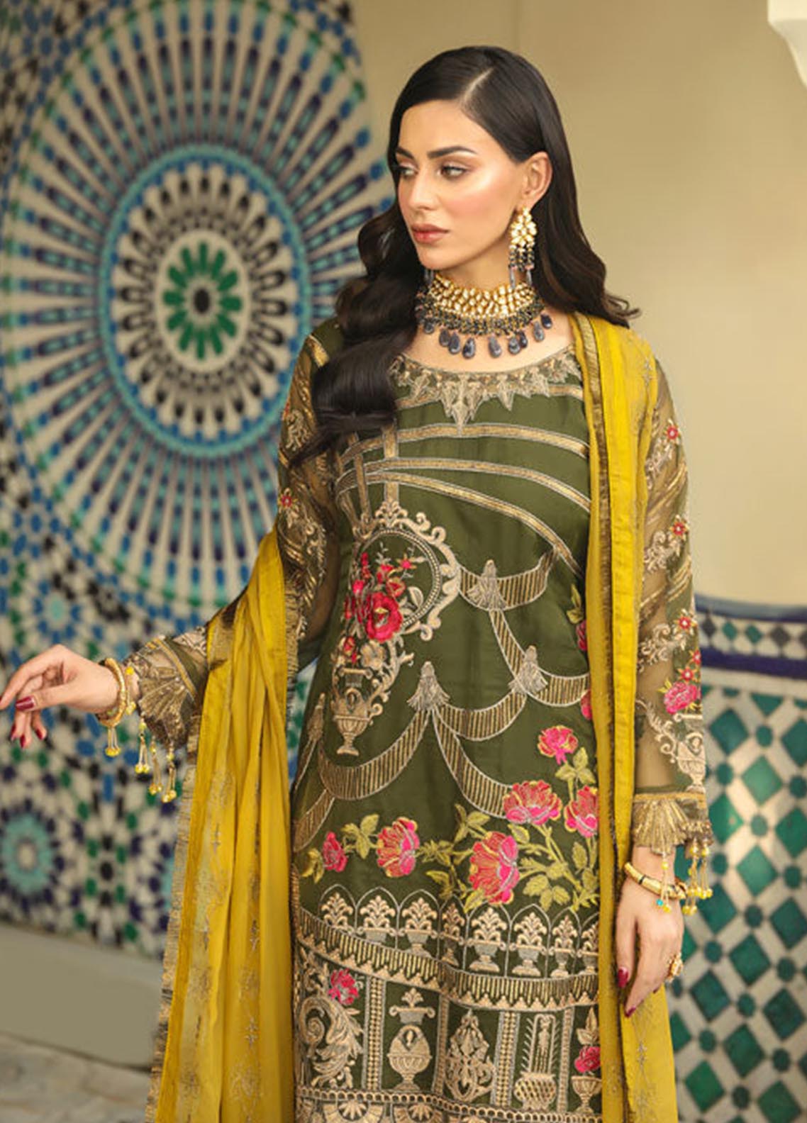 Areesha Embroidered Organza Unstitched 3 Piece Suit - 01 Areesha Embroidered Organza Unstitched 3 Piece Suit - 01