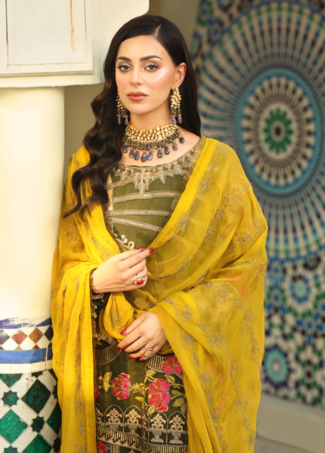 Areesha Embroidered Organza Unstitched 3 Piece Suit - 01 Areesha Embroidered Organza Unstitched 3 Piece Suit - 01
