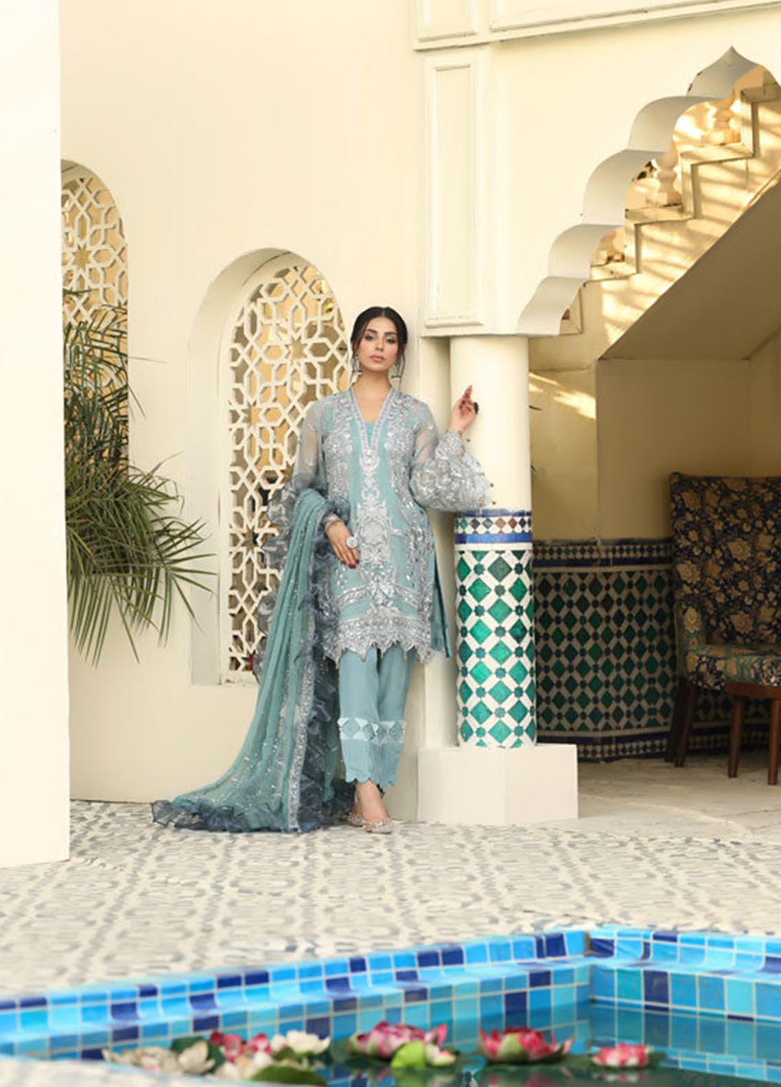 Areesha Embroidered Organza Unstitched 3 Piece Suit - 03 Areesha Embroidered Organza Unstitched 3 Piece Suit - 03