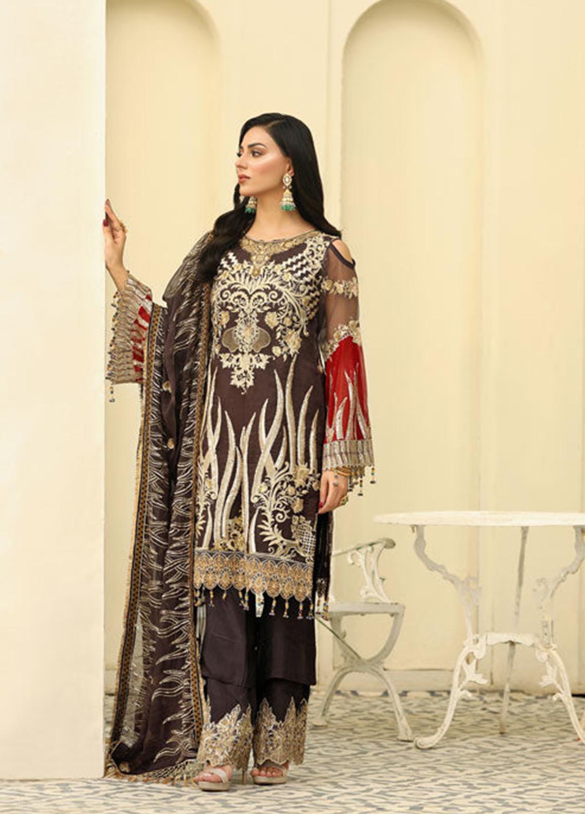 Areesha Embroidered Chiffon Unstitched 3 Piece Suit - 08 Areesha Embroidered Chiffon Unstitched 3 Piece Suit - 08