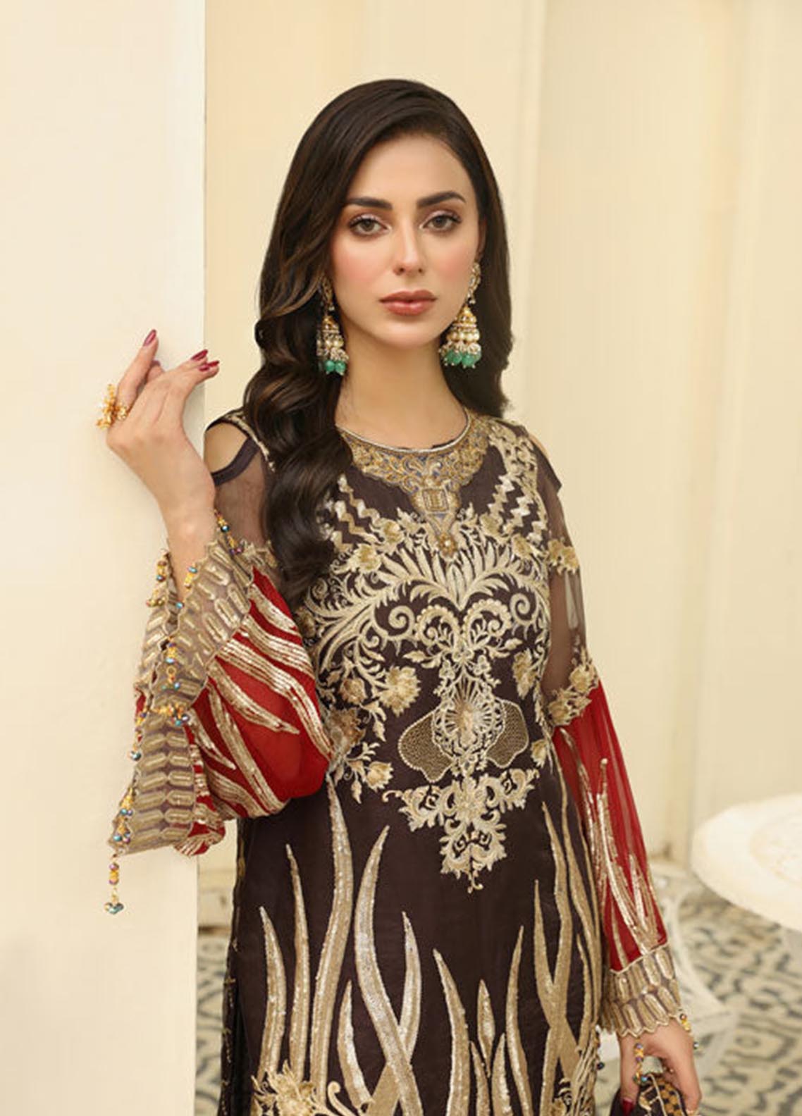 Areesha Embroidered Chiffon Unstitched 3 Piece Suit - 08 Areesha Embroidered Chiffon Unstitched 3 Piece Suit - 08