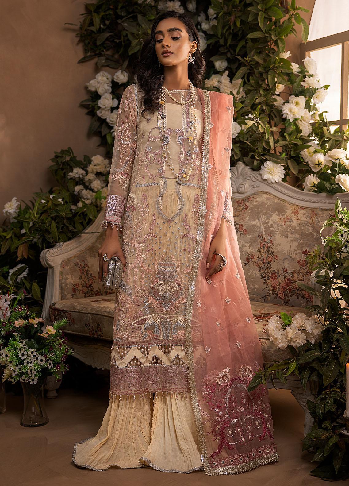 Nikhaar By Awwal Embroidered Organza Unstitched 4 Piece Suit - 01 Nikhaar By Awwal Embroidered Organza Unstitched 4 Piece Suit - 01